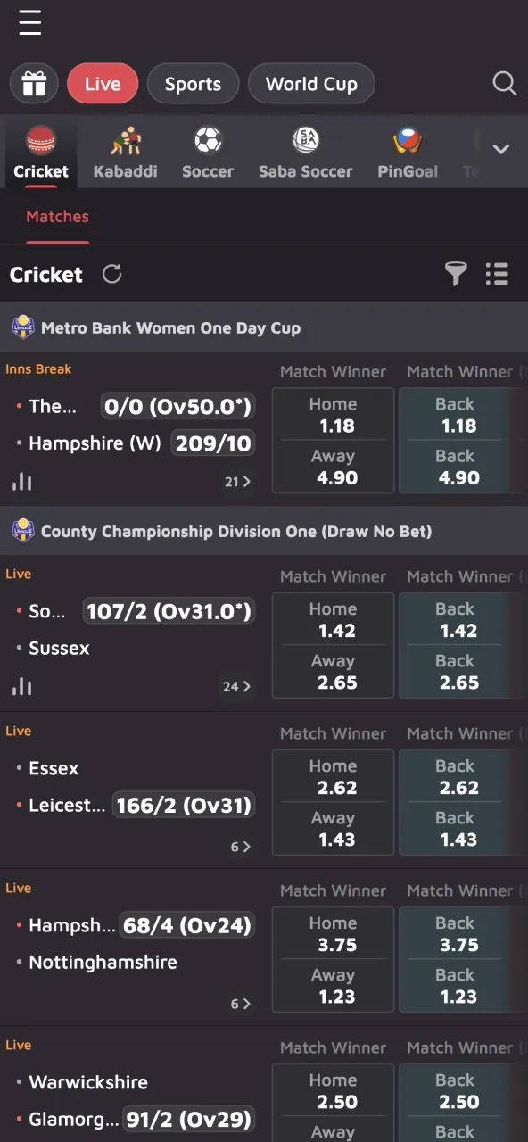 Explore cricket tournaments via 12Bet sports menu.